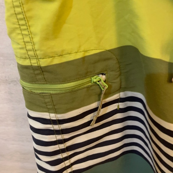 Patagonia Men's Wavefarer Broad Striped Swim Shorts - Green and Yellow - Picture 3 of 8